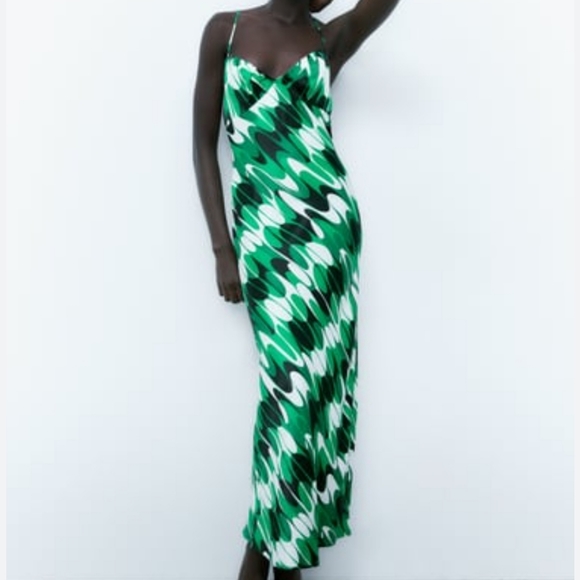 NWT ZARA SATIN EFFECT MAXI DRESS SZ LARGE - Picture 1 of 6